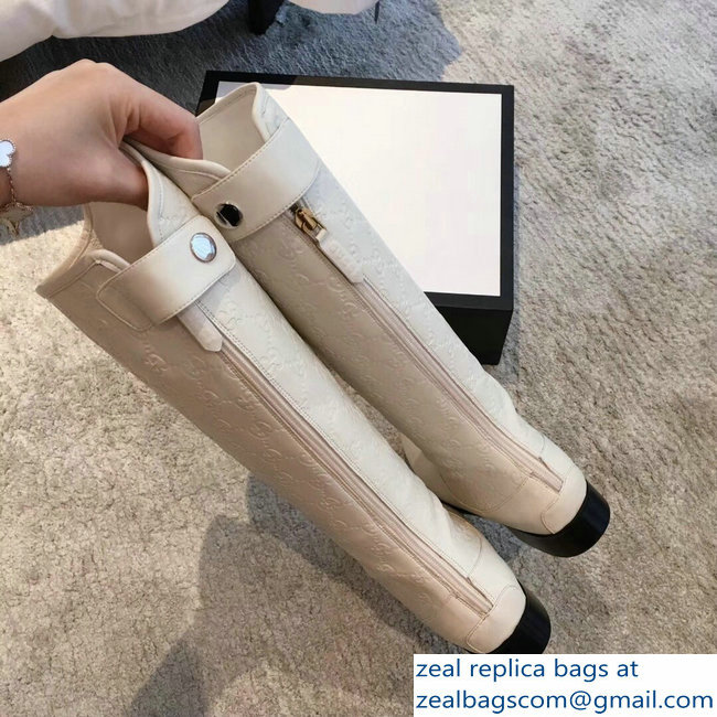 Gucci GG Leather High Boots Creamy 2018 - Click Image to Close