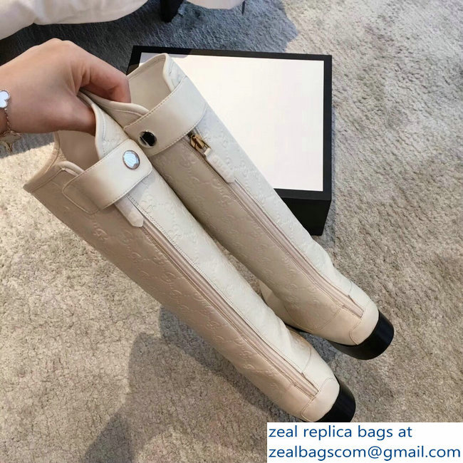 Gucci GG Leather High Boots Creamy 2018