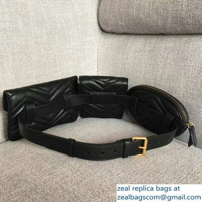 Gucci GG Marmont Matelasse Belt Bag 524597 Black 2018 - Click Image to Close