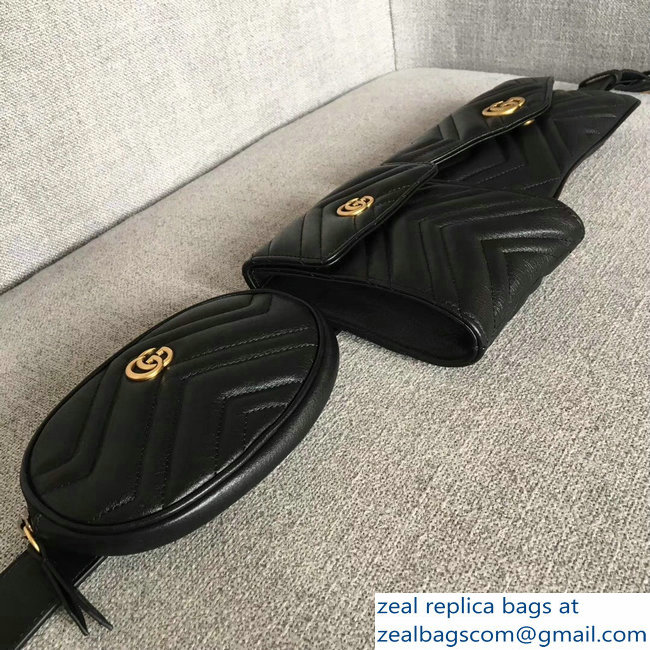 Gucci GG Marmont Matelasse Belt Bag 524597 Black 2018