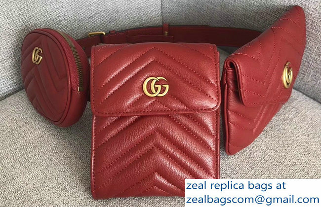 Gucci GG Marmont Matelasse Belt Bag 524597 Red 2018
