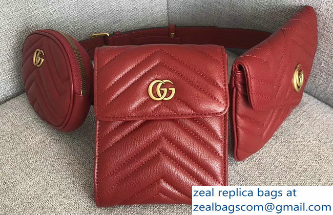 Gucci GG Marmont Matelasse Belt Bag 524597 Red 2018 - Click Image to Close