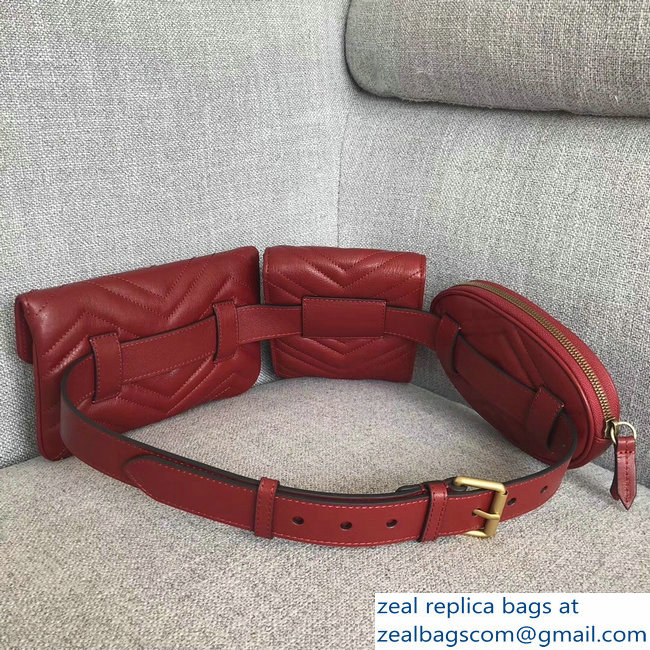 Gucci GG Marmont Matelasse Belt Bag 524597 Red 2018 - Click Image to Close