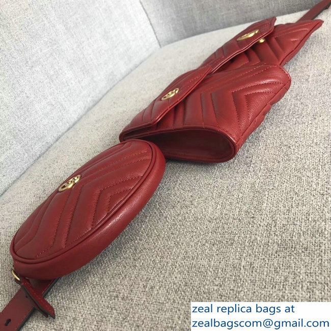 Gucci GG Marmont Matelasse Belt Bag 524597 Red 2018 - Click Image to Close