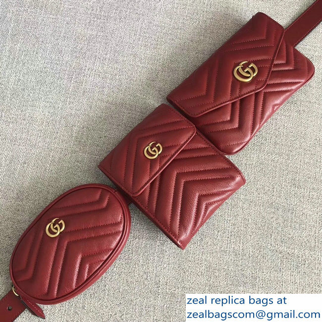 Gucci GG Marmont Matelasse Belt Bag 524597 Red 2018