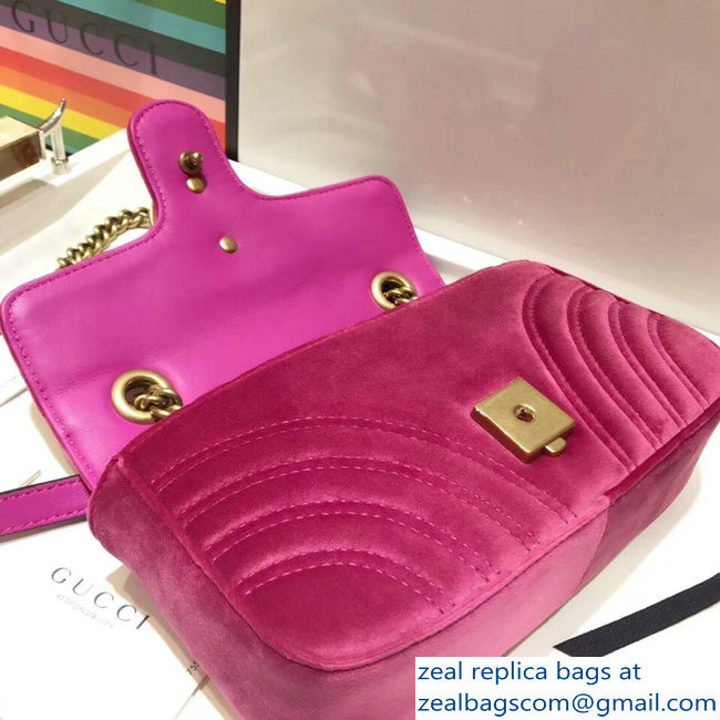 Gucci GG Marmont Matelasse Chevron Mini Chain Shoulder Bag 446744 Velvet Fuchsia - Click Image to Close