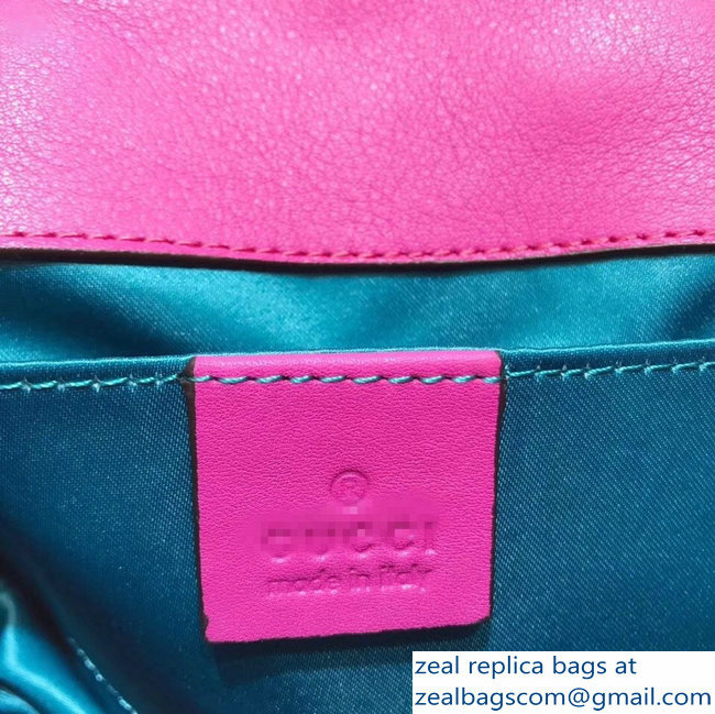 Gucci GG Marmont Matelasse Chevron Mini Chain Shoulder Bag 446744 Velvet Fuchsia - Click Image to Close