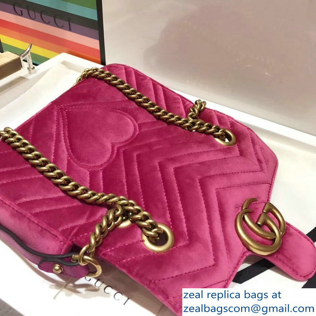 Gucci GG Marmont Matelasse Chevron Mini Chain Shoulder Bag 446744 Velvet Fuchsia
