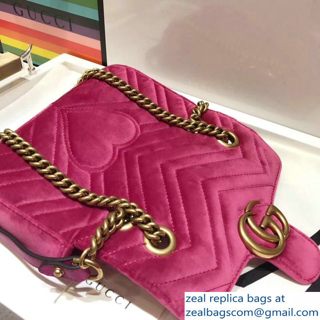 Gucci GG Marmont Matelasse Chevron Mini Chain Shoulder Bag 446744 Velvet Fuchsia - Click Image to Close