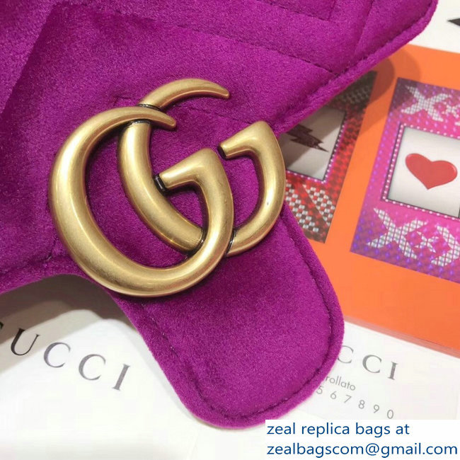 Gucci GG Marmont Matelasse Chevron Mini Chain Shoulder Bag 446744 Velvet Purple - Click Image to Close