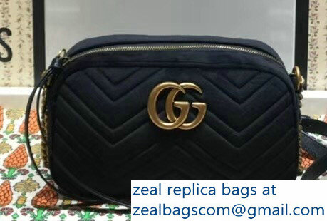 Gucci GG Marmont Matelasse Chevron Shoulder Small Bag 447632 Velvet Black - Click Image to Close
