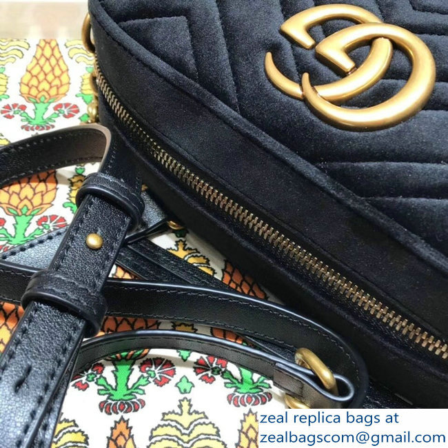 Gucci GG Marmont Matelasse Chevron Shoulder Small Bag 447632 Velvet Black