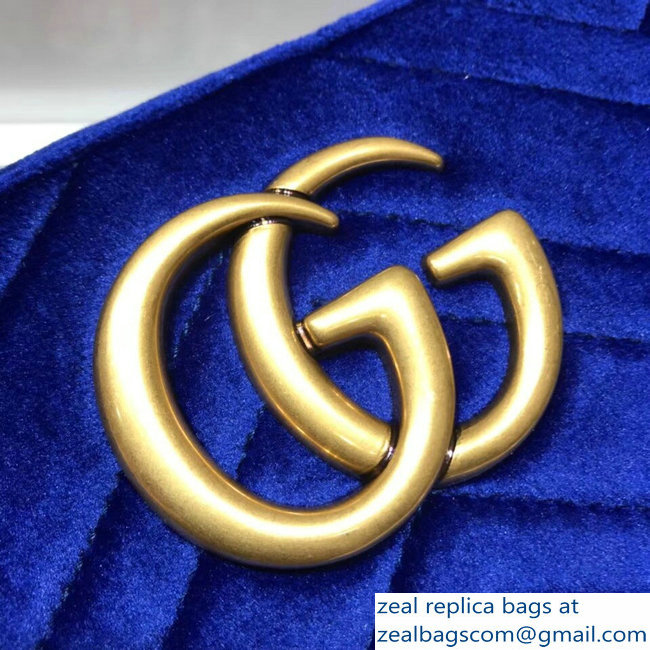 Gucci GG Marmont Matelasse Chevron Shoulder Small Bag 447632 Velvet Blue