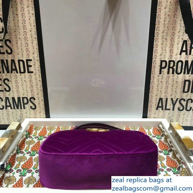 Gucci GG Marmont Matelasse Chevron Shoulder Small Bag 447632 Velvet Purple