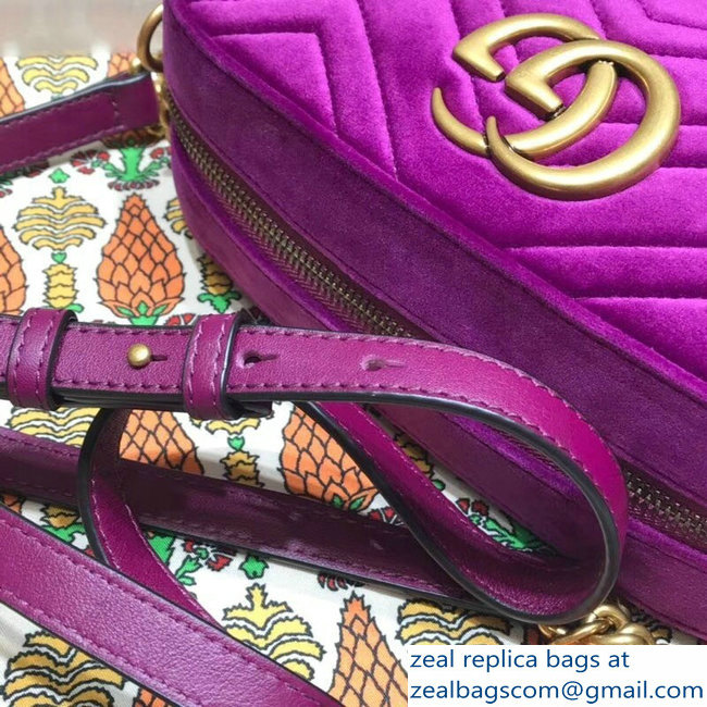 Gucci GG Marmont Matelasse Chevron Shoulder Small Bag 447632 Velvet Purple - Click Image to Close