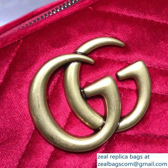 Gucci GG Marmont Matelasse Chevron Shoulder Small Bag 447632 Velvet Red