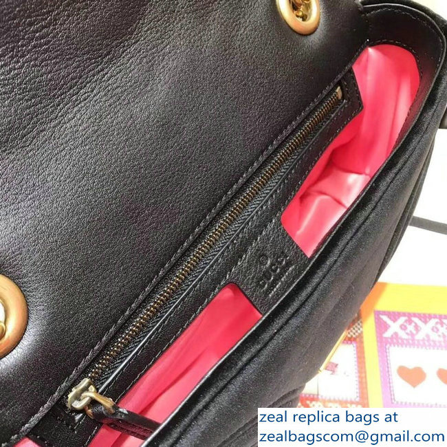 Gucci GG Marmont Matelasse Chevron Small Chain Shoulder Bag 443497 Velvet Black
