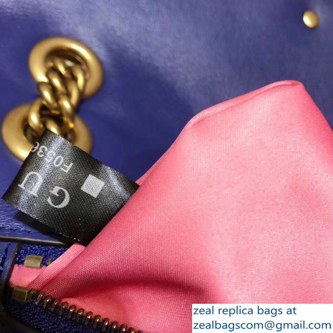 Gucci GG Marmont Matelasse Chevron Small Chain Shoulder Bag 443497 Velvet Blue - Click Image to Close