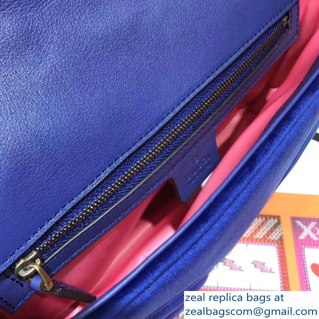 Gucci GG Marmont Matelasse Chevron Small Chain Shoulder Bag 443497 Velvet Blue - Click Image to Close