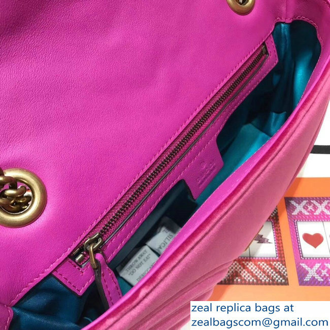 Gucci GG Marmont Matelasse Chevron Small Chain Shoulder Bag 443497 Velvet Fuchsia