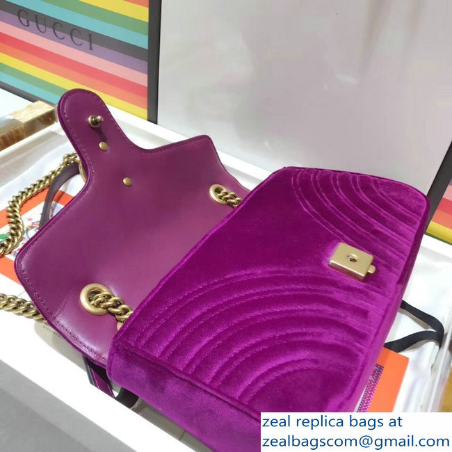 Gucci GG Marmont Matelasse Chevron Small Chain Shoulder Bag 443497 Velvet Purple - Click Image to Close