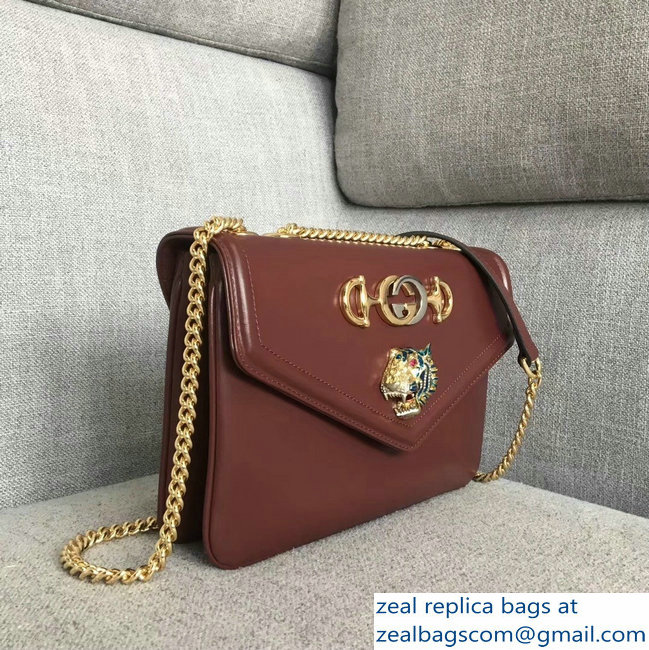 Gucci Interlocking G Horsebit Rajah Medium Shoulder Bag 537241 Burgundy 2018