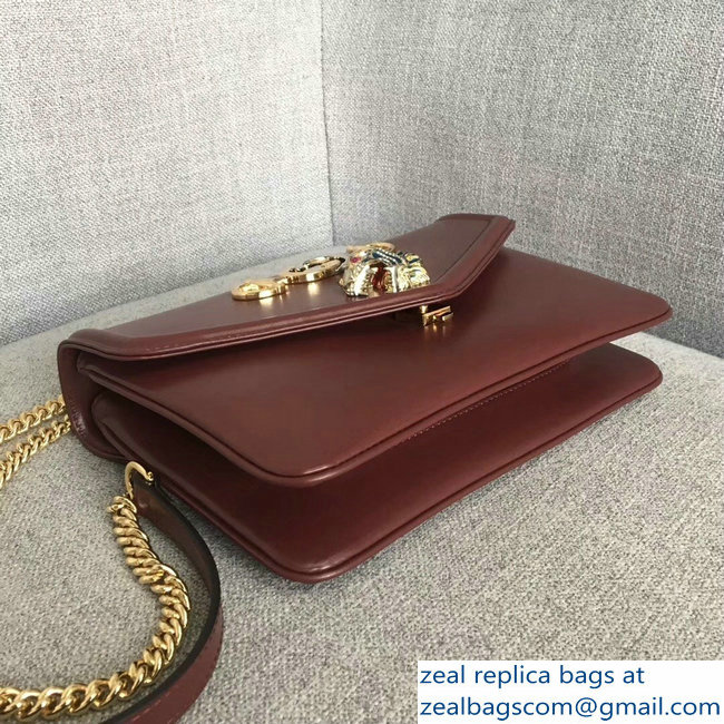 Gucci Interlocking G Horsebit Rajah Medium Shoulder Bag 537241 Burgundy 2018