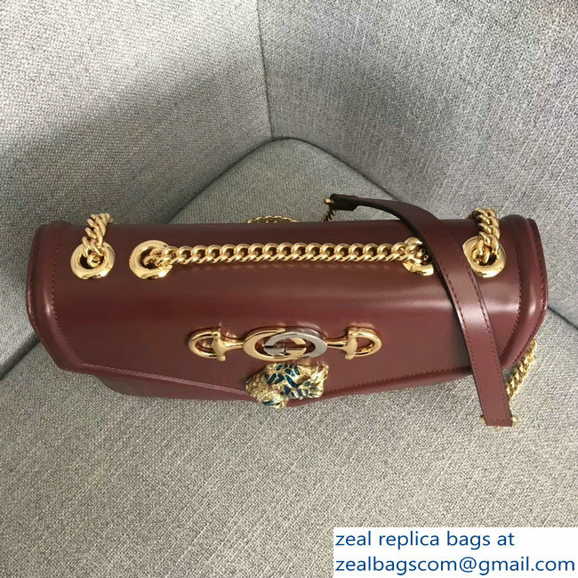 Gucci Interlocking G Horsebit Rajah Medium Shoulder Bag 537241 Burgundy 2018