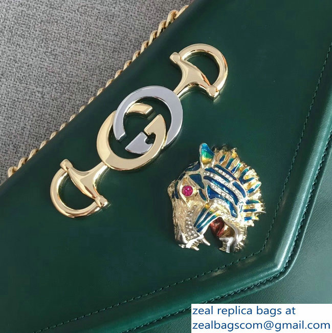 Gucci Interlocking G Horsebit Rajah Medium Shoulder Bag 537241 Green 2018 - Click Image to Close