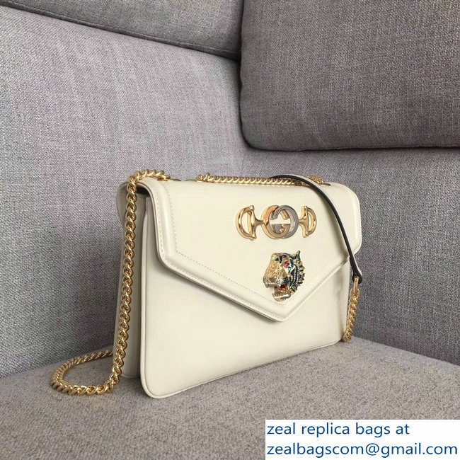 Gucci Interlocking G Horsebit Rajah Medium Shoulder Bag 537241 White 2018