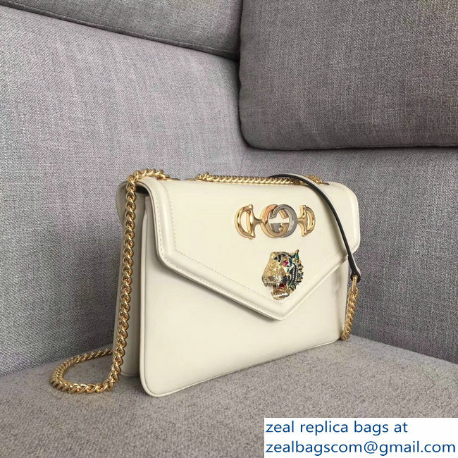 Gucci Interlocking G Horsebit Rajah Medium Shoulder Bag 537241 White 2018 - Click Image to Close