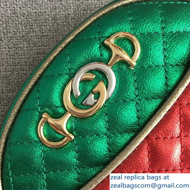 Gucci Laminated Leather Mini Shoulber Bag 534951 Green/Red 2018