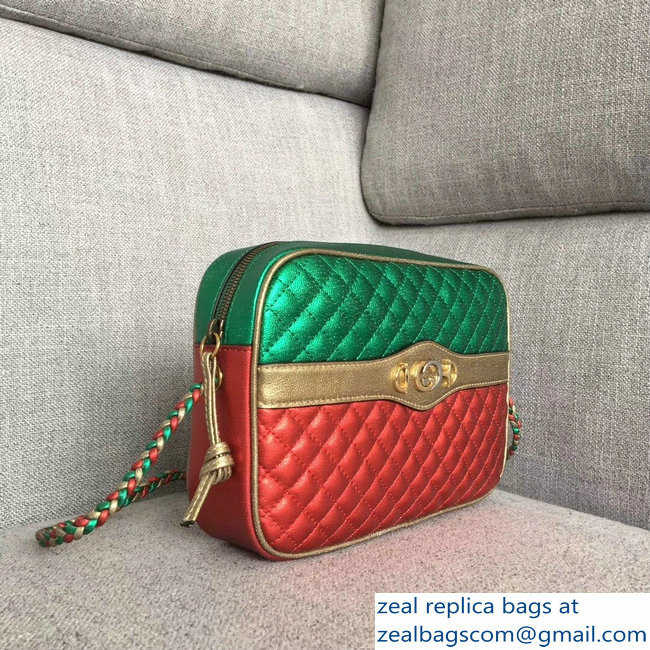 Gucci Laminated Leather Small Shoulber Bag 541061 Green/Red 2018