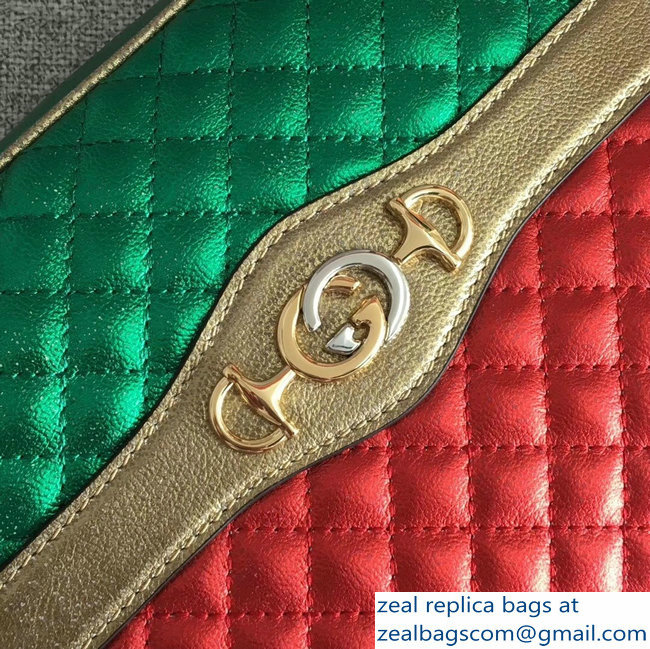 Gucci Laminated Leather Small Shoulber Bag 541061 Green/Red 2018 - Click Image to Close
