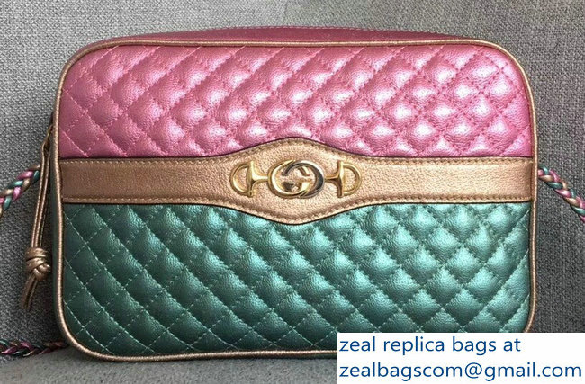 Gucci Laminated Leather Small Shoulber Bag 541061 Pink/Blue 2018 - Click Image to Close