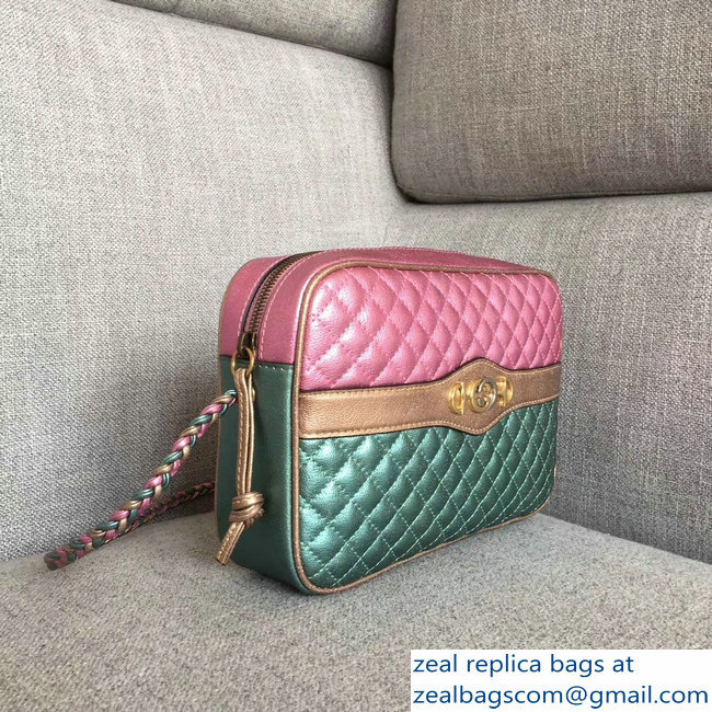 Gucci Laminated Leather Small Shoulber Bag 541061 Pink/Blue 2018