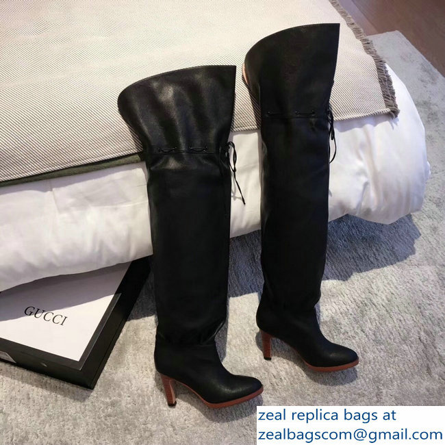 Gucci Leather Over-The-Knee Boots Black 2018
