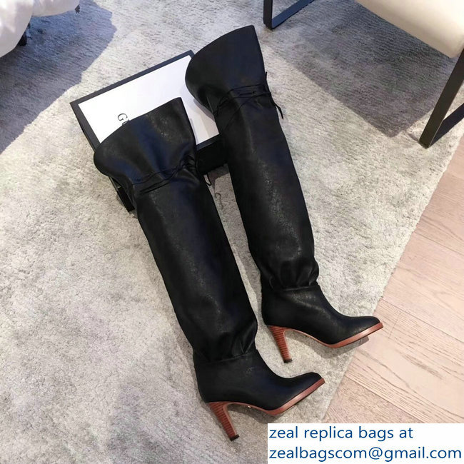 Gucci Leather Over-The-Knee Boots Black 2018