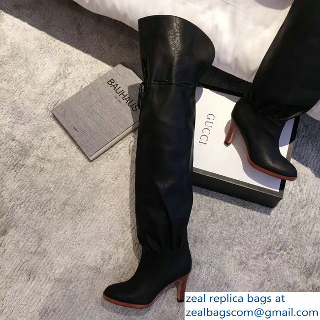 Gucci Leather Over-The-Knee Boots Black 2018