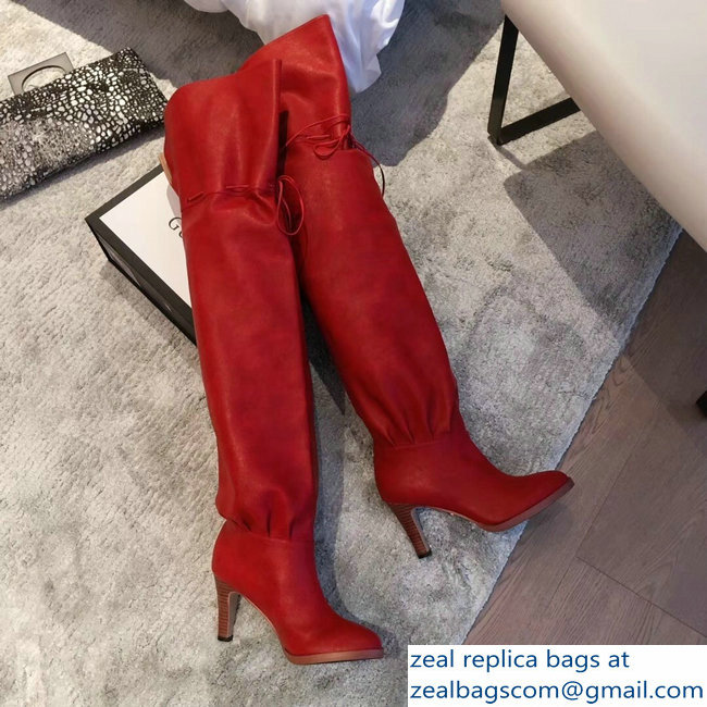 Gucci Leather Over-The-Knee Boots Red 2018