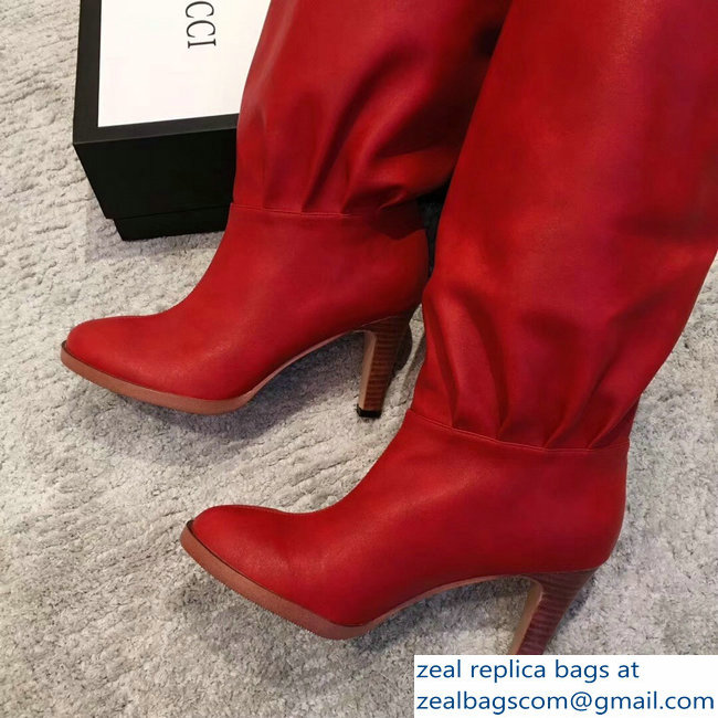 Gucci Leather Over-The-Knee Boots Red 2018