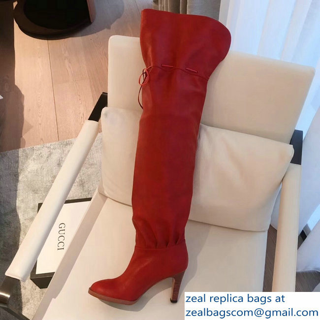 Gucci Leather Over-The-Knee Boots Red 2018