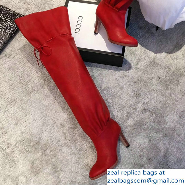 Gucci Leather Over-The-Knee Boots Red 2018