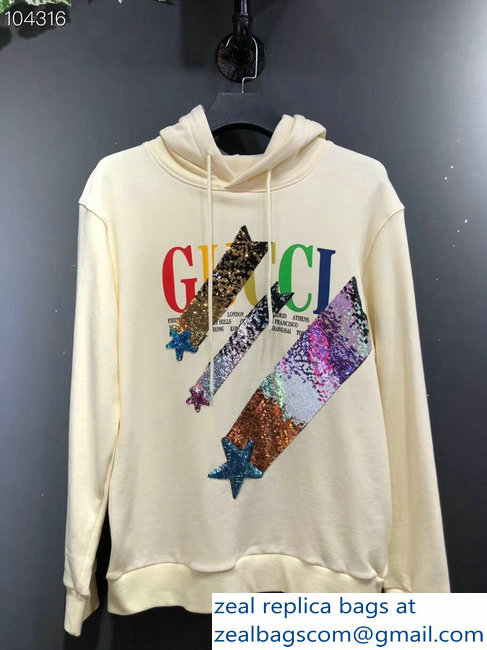 Gucci Logo and Shooting Stars Sweatshirt Creamy 2018