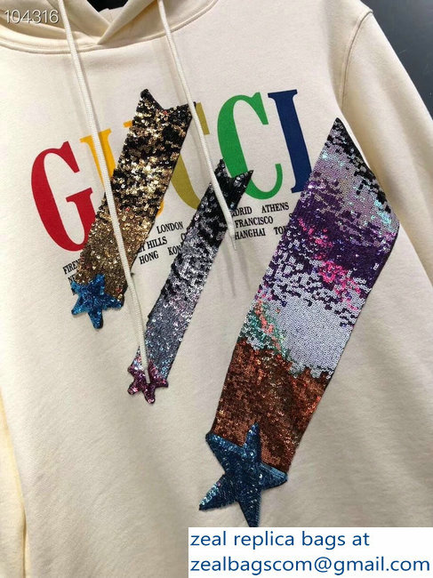Gucci Logo and Shooting Stars Sweatshirt Creamy 2018 - Click Image to Close