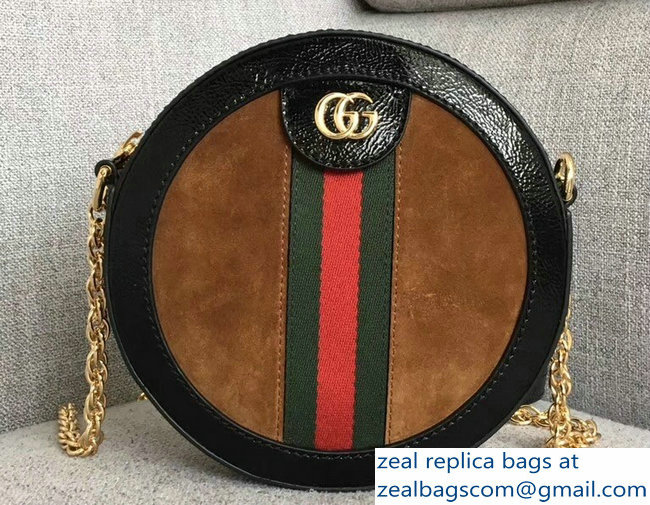 Gucci Ophidia Mini Suede Round Shoulder Bag 550618 Brown 2018 - Click Image to Close