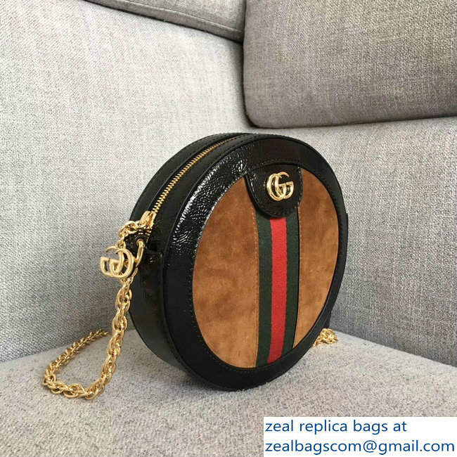 Gucci Ophidia Mini Suede Round Shoulder Bag 550618 Brown 2018 - Click Image to Close