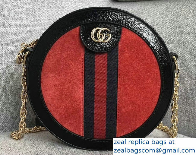 Gucci Ophidia Mini Suede Round Shoulder Bag 550618 Red 2018 - Click Image to Close