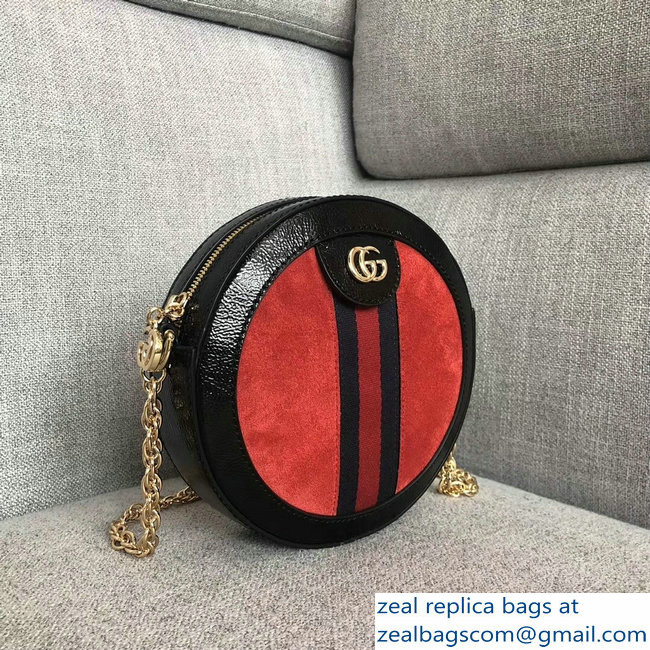 Gucci Ophidia Mini Suede Round Shoulder Bag 550618 Red 2018