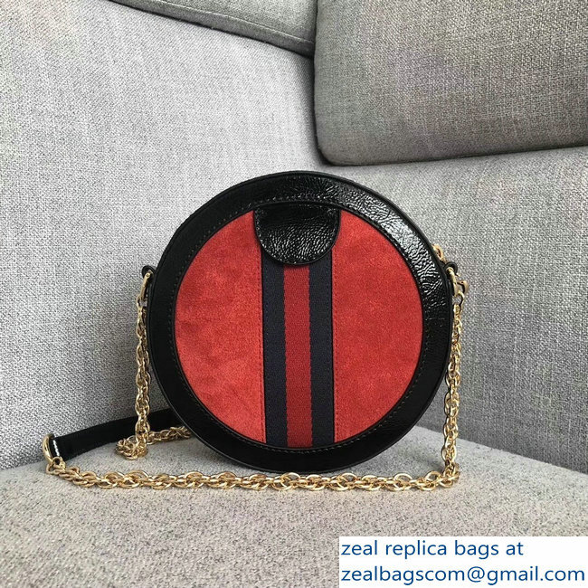 Gucci Ophidia Mini Suede Round Shoulder Bag 550618 Red 2018 - Click Image to Close